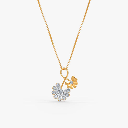 Gold Daisy Dawn Floral Lab Grown Diamond Pendant