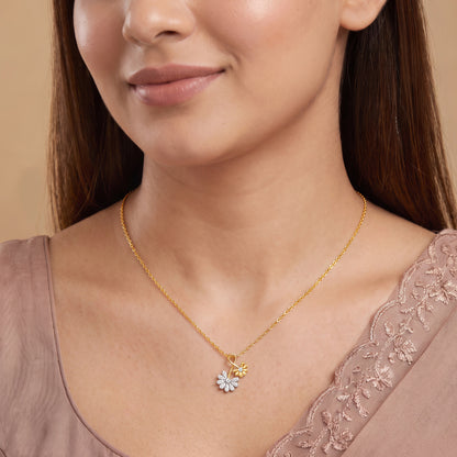 Gold Daisy Dawn Floral Lab Grown Diamond Pendant