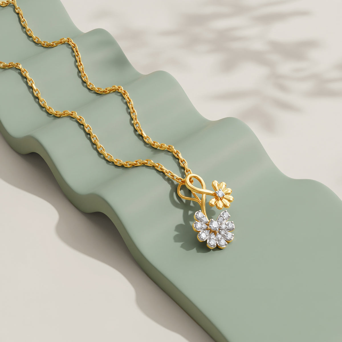 Gold Daisy Dawn Floral Lab Grown Diamond Pendant