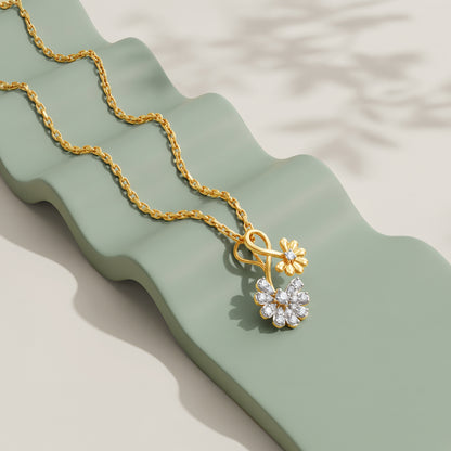 Gold Daisy Dawn Floral Lab Grown Diamond Pendant