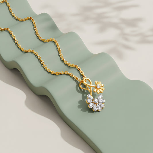 Gold Daisy Dawn Floral Lab Grown Diamond Pendant