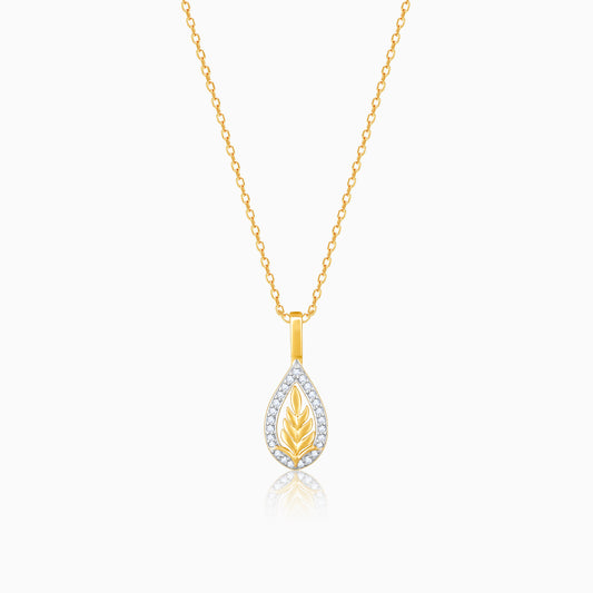 Gold Leafy Glamour Diamond Pendant