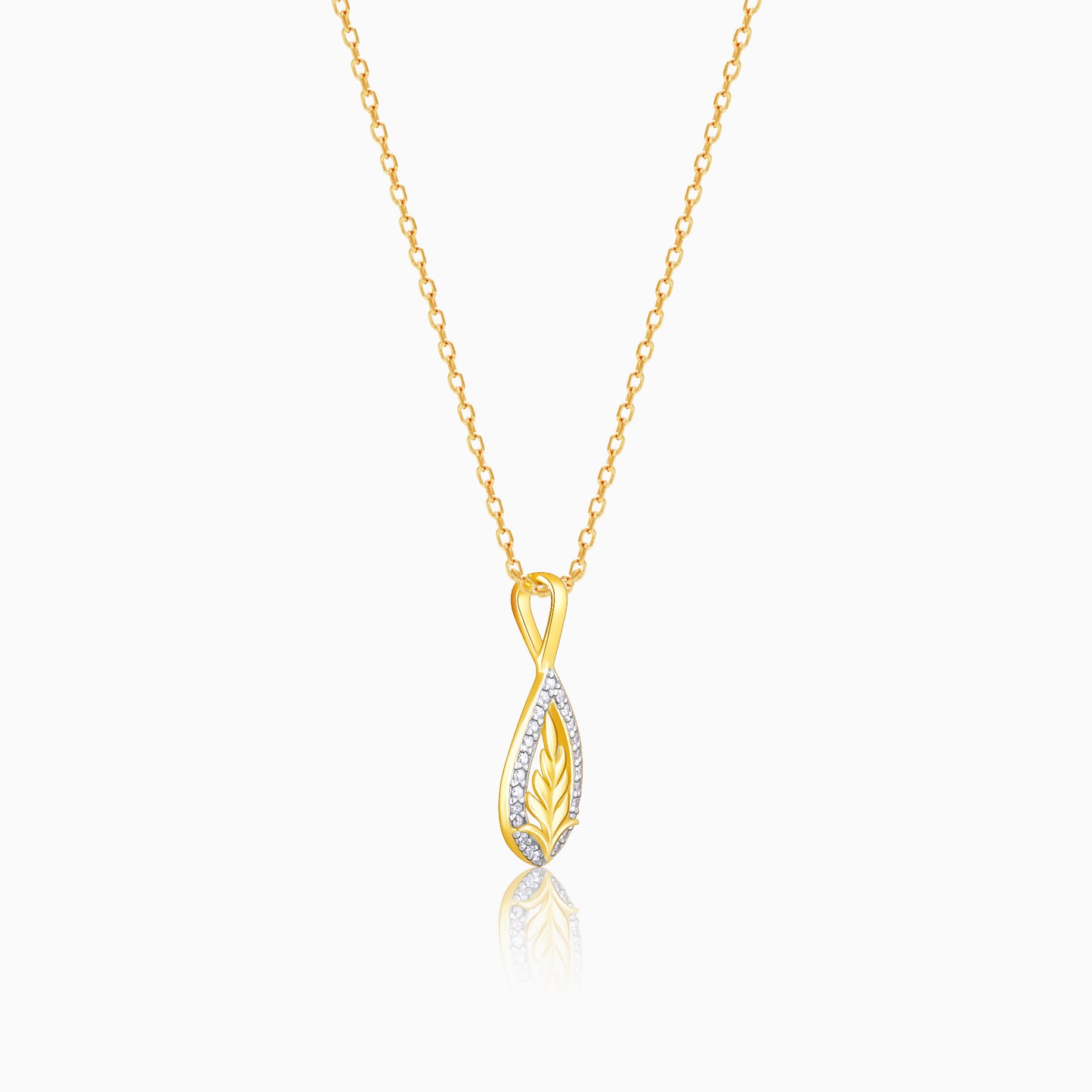 Gold Leafy Glamour Diamond Pendant