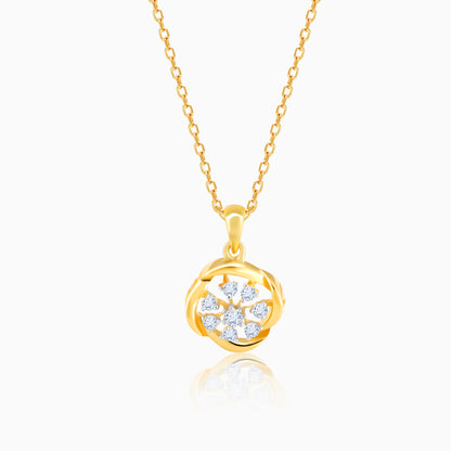 Gold Blume Wheel Diamond Pendant