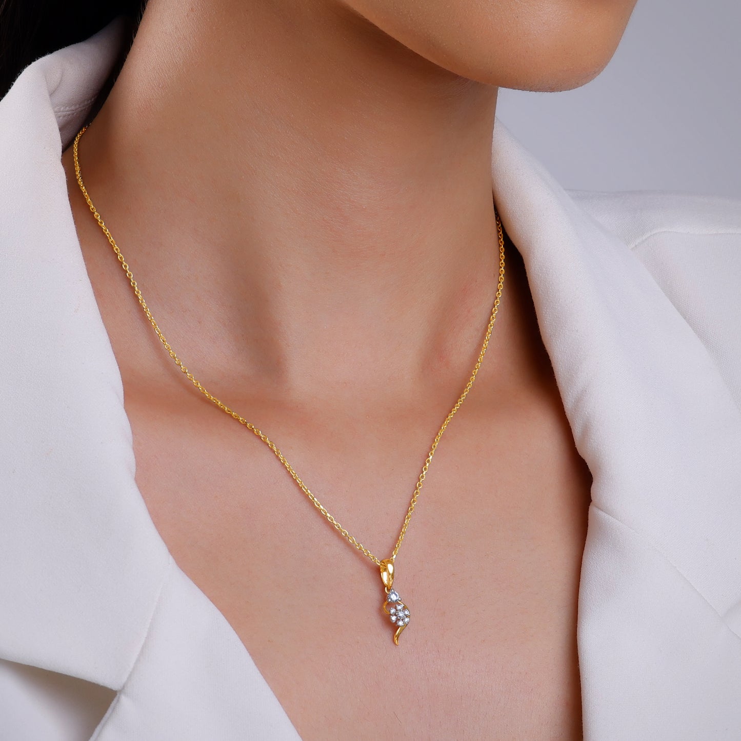 Gold Feathery Elegance Diamond Pendant