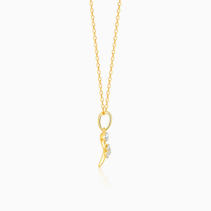 Gold Feathery Elegance Diamond Pendant