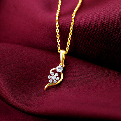 Gold Feathery Elegance Diamond Pendant