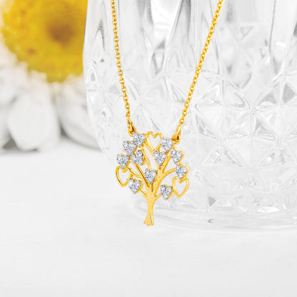 Gold Tree of Hearts Diamond Necklace
