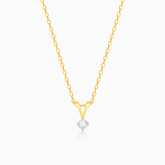 Gold Classy Solitaire Diamond Pendant