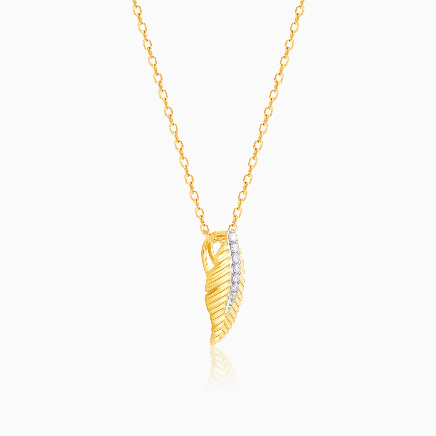 Gold Sequoia Leaf Diamond Pendant