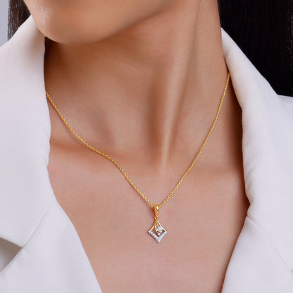 Gold Stellar Rhombus Diamond Pendant