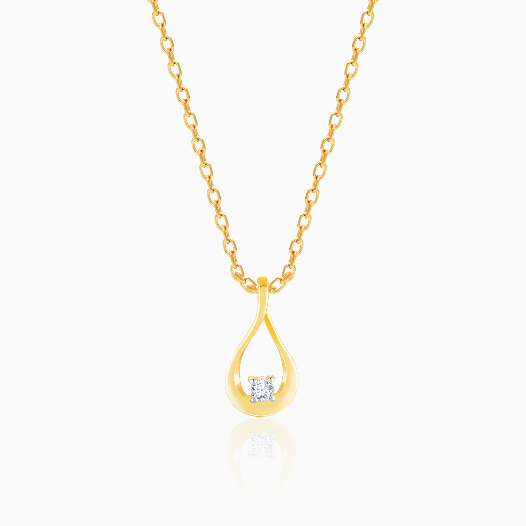 Gold Drop Solitaire Diamond Pendant - Image 1