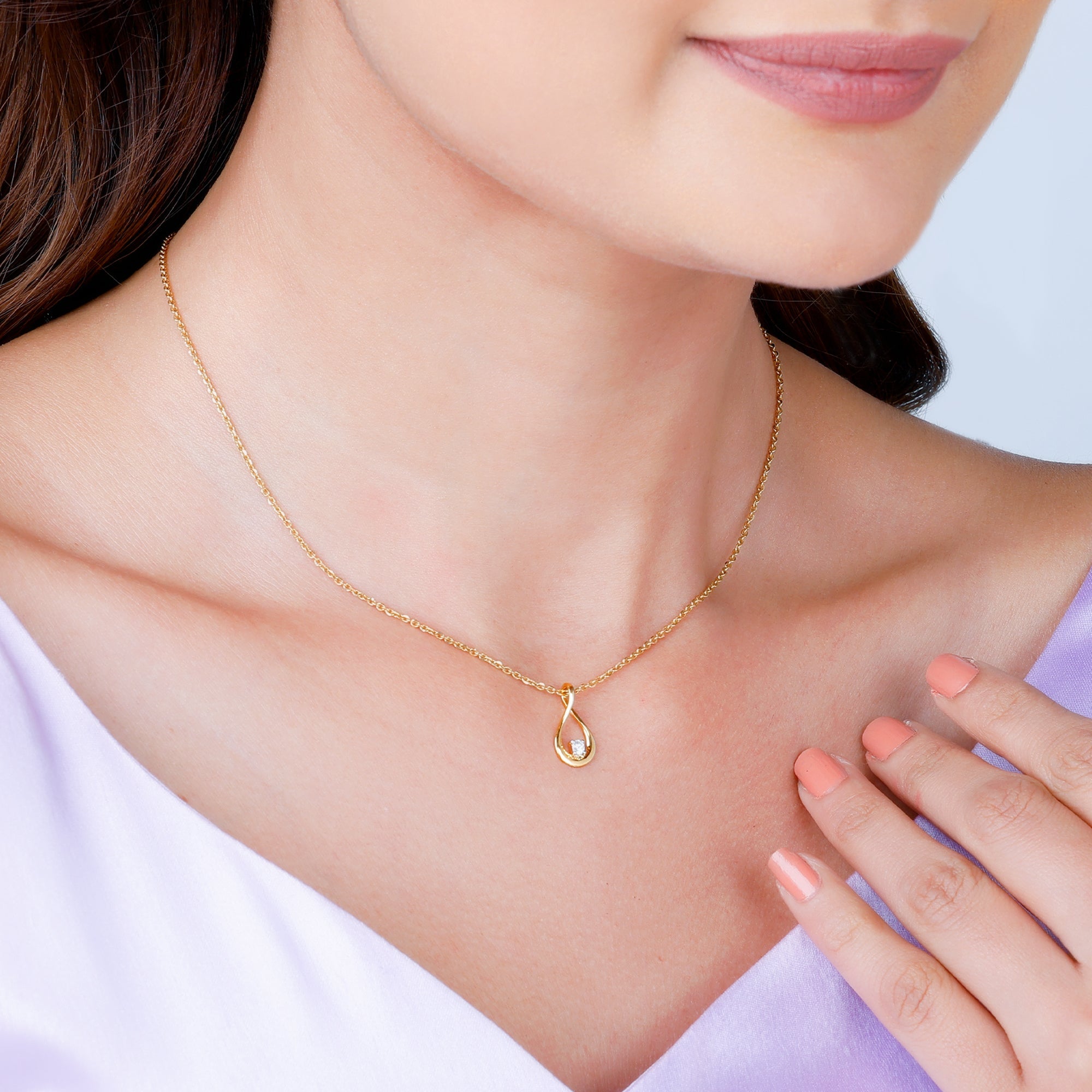 Gold Drop Solitaire Diamond Pendant - view 3