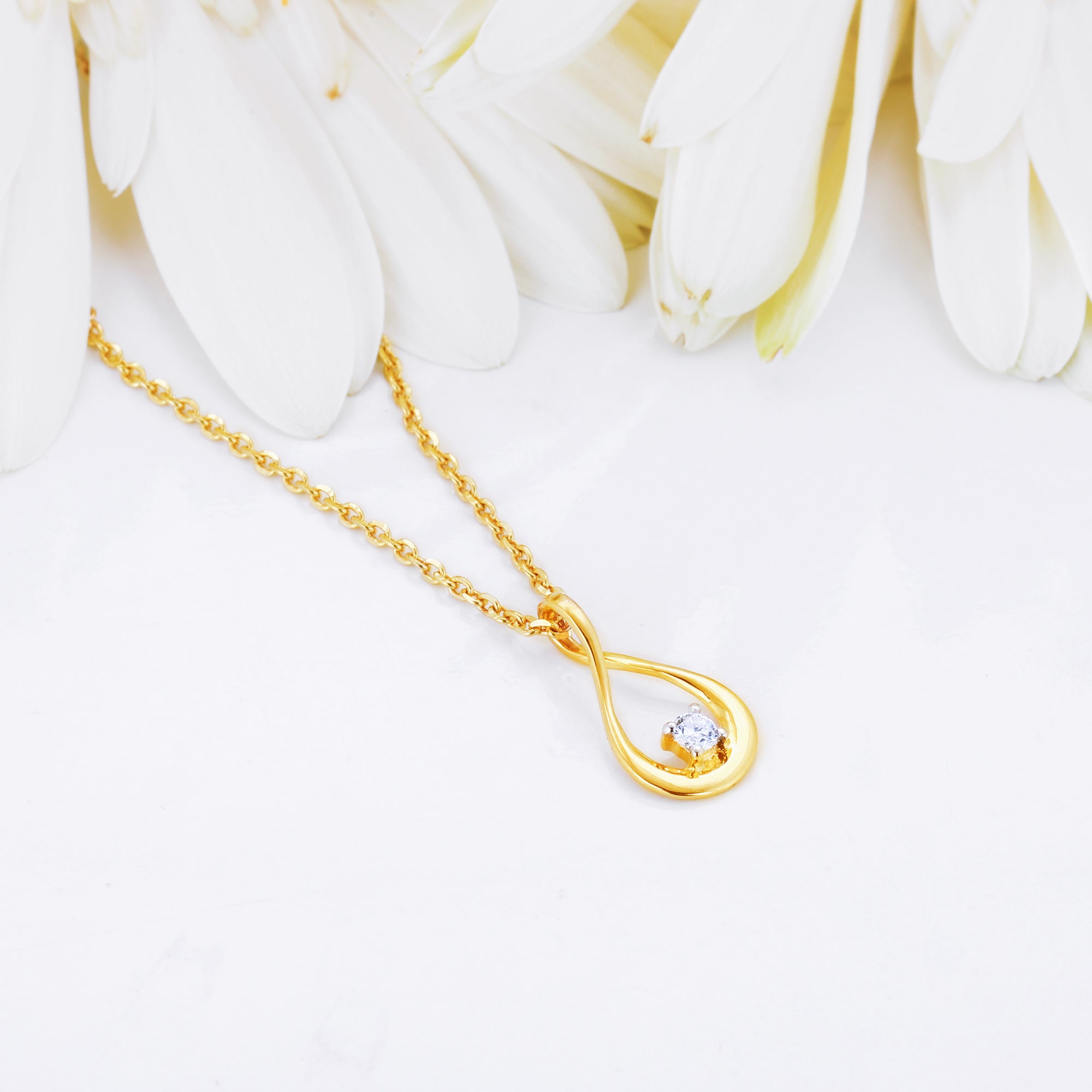 Gold Drop Solitaire Diamond Pendant - view 2