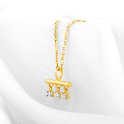 Gold Triple Jewel Lab Grown Diamond Pendant