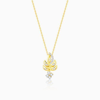Gold Graceful Leaf Diamond Pendant