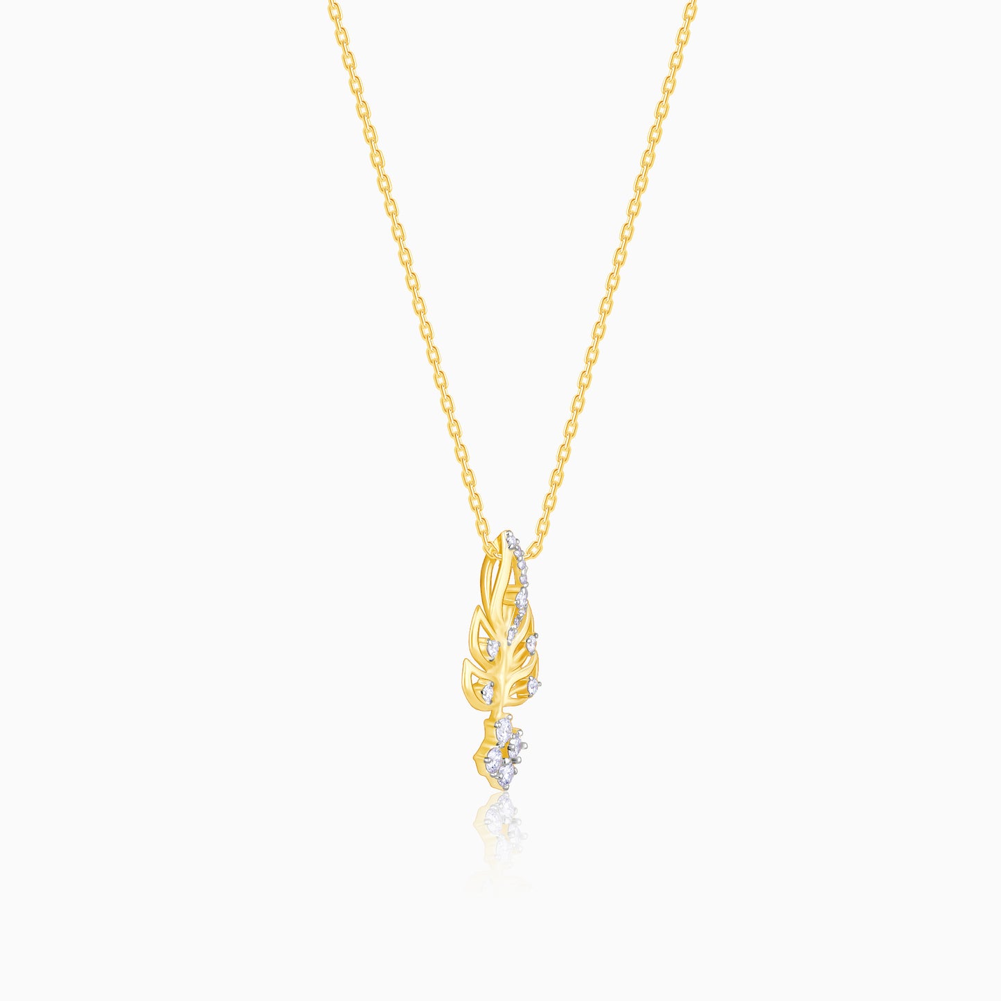 Gold Graceful Leaf Diamond Pendant