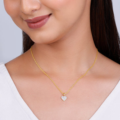 Gold Cute Heartbeat Diamond Pendant