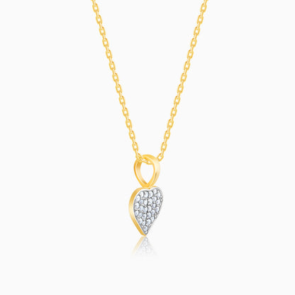 Gold Cute Heartbeat Diamond Pendant