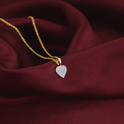Gold Cute Heartbeat Diamond Pendant