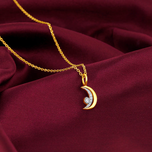 Gold Crescent-To-Full-Moon Diamond Convertible Pendant