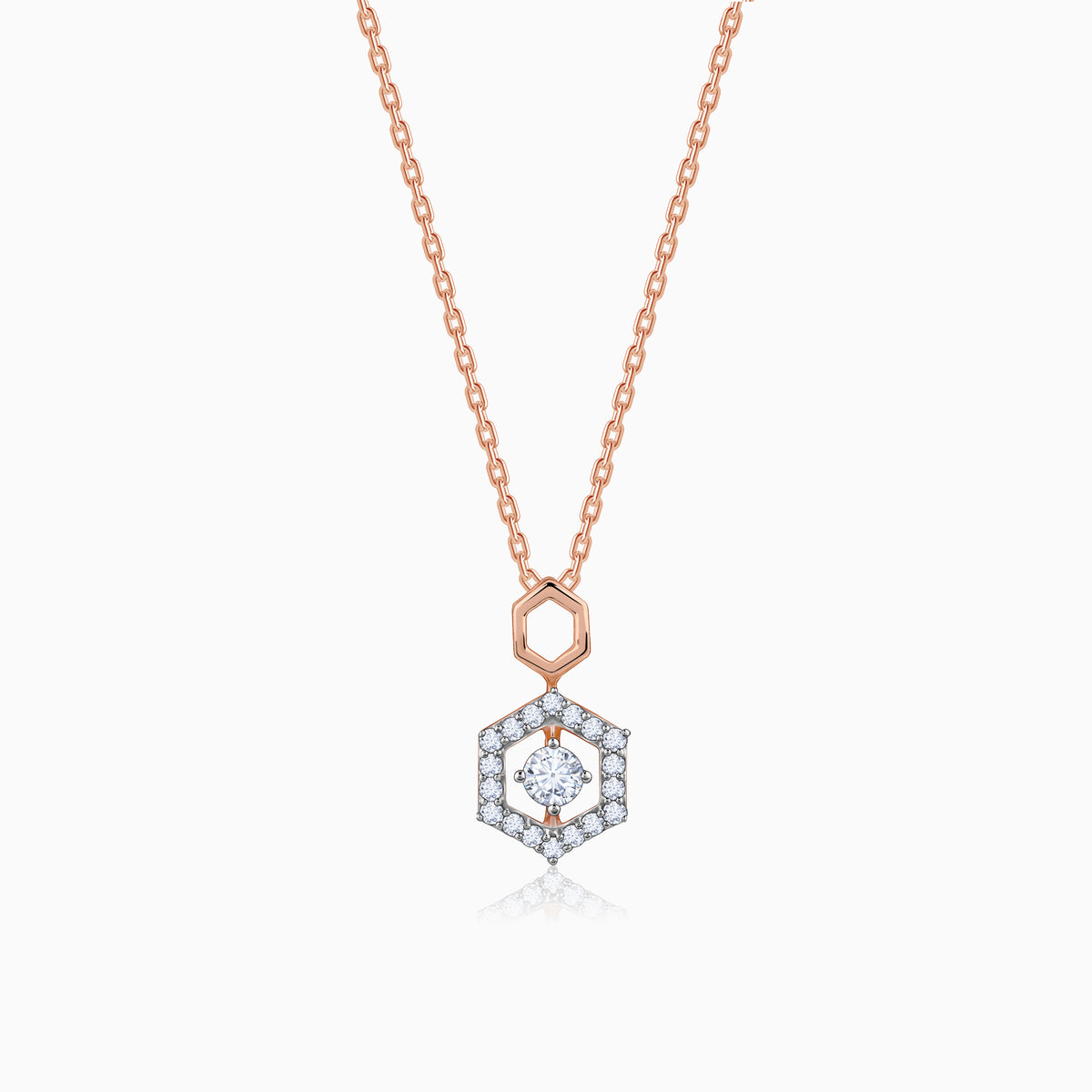 Rose Gold Hexagon Diamond Pendant