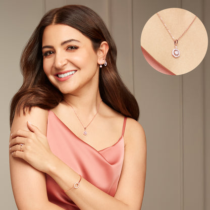 Rose Gold Sparkling Floral Diamond Pendant