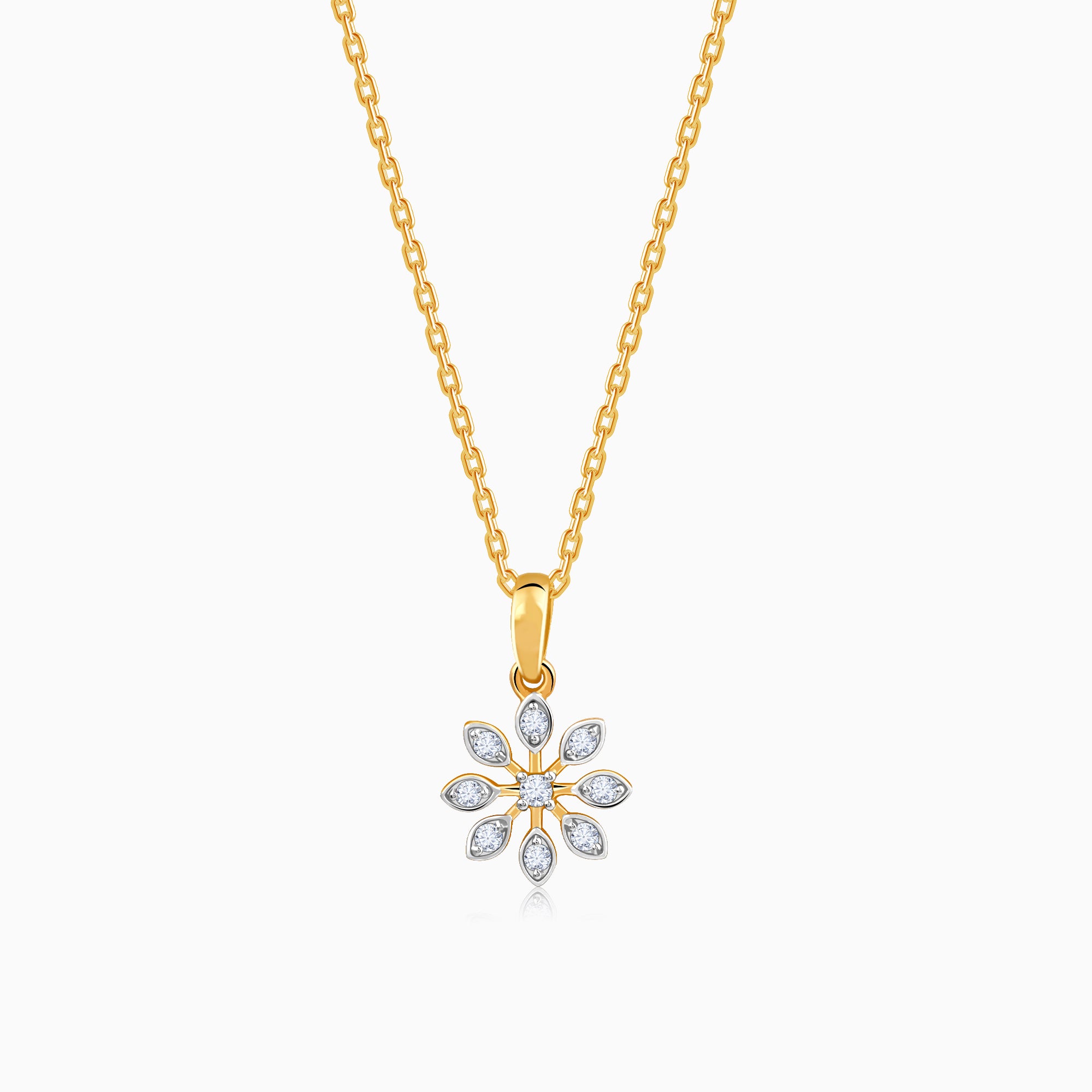 Gold Starlit Petal Lab Grown Diamond Pendant - Image 1