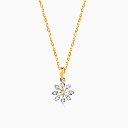 Gold Starlit Petal Lab Grown Diamond Pendant