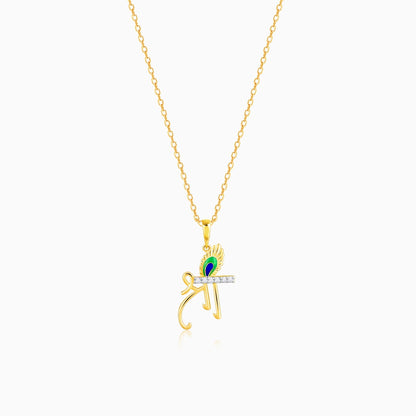 Gold Jai Sri Krishna Diamond Pendant- gold pendant for women