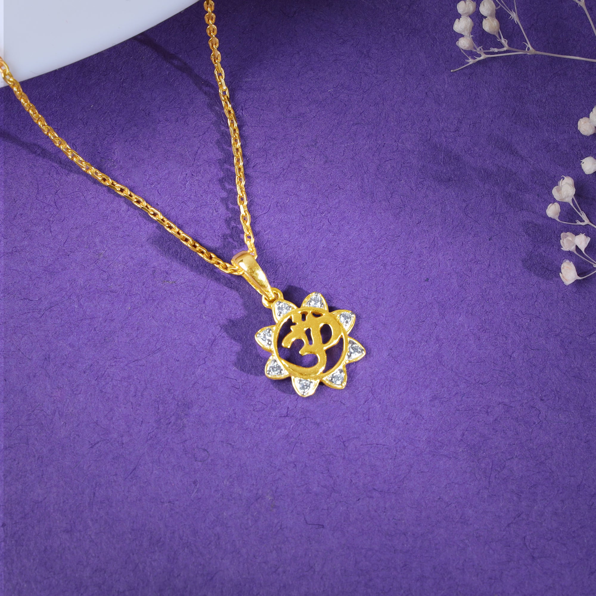 Gold Radiant Om Lab Grown Diamond Pendant - view 2