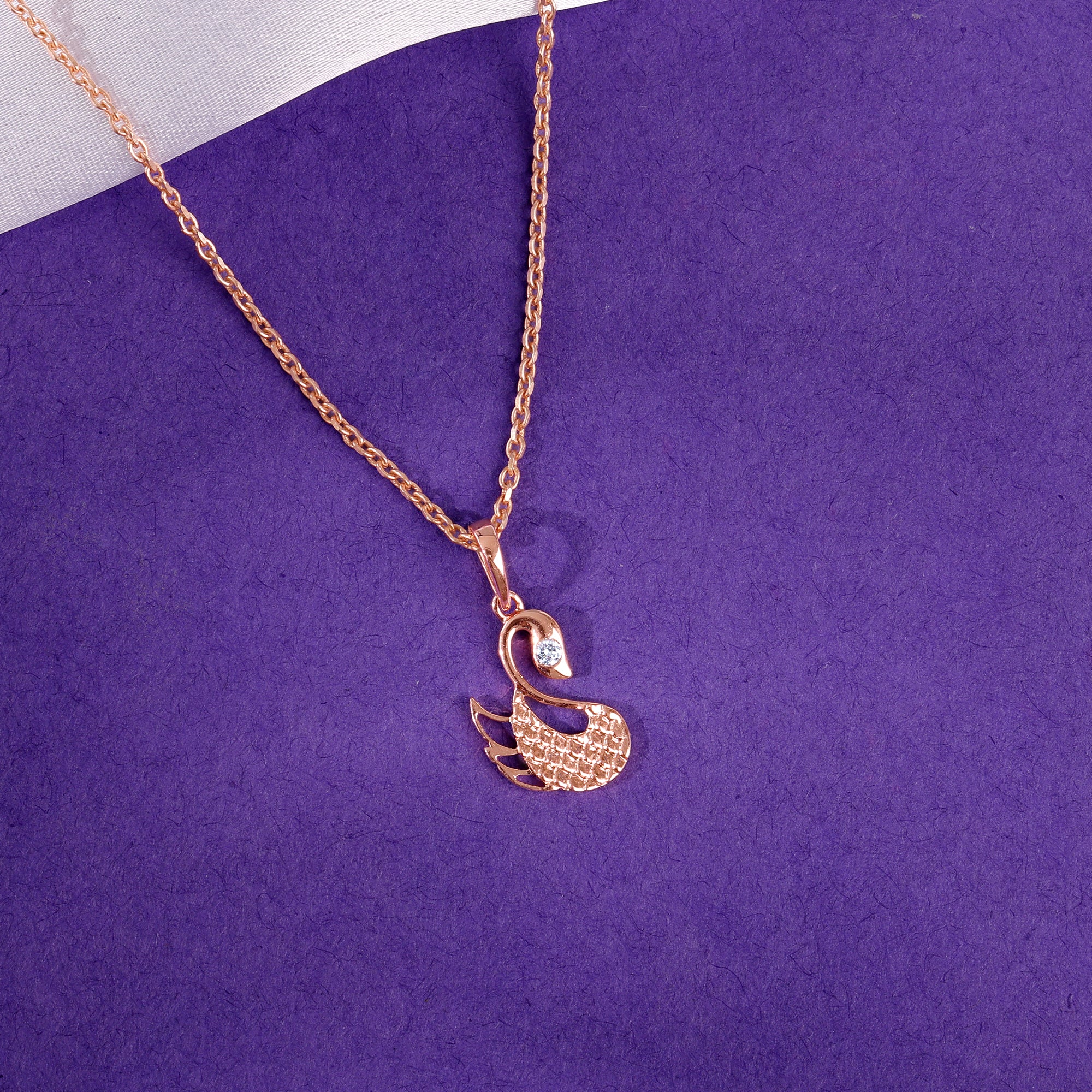 Rose Gold Mesmerising Swan Diamond Pendant - view 2