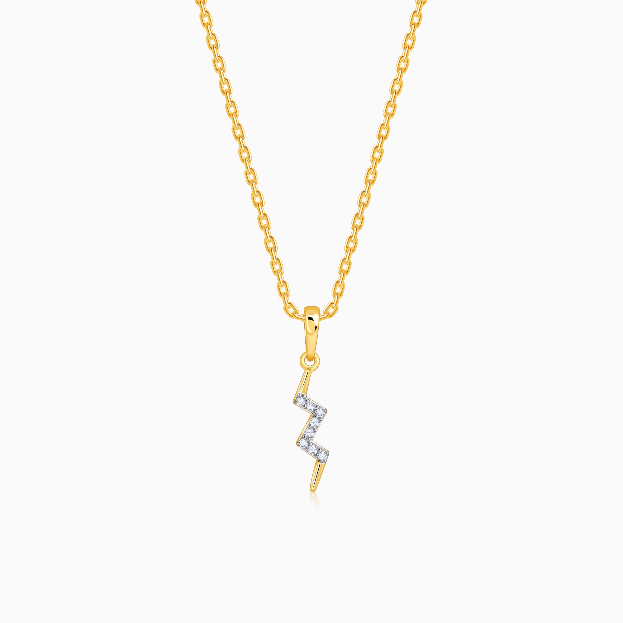 Gold Thunderbolt Lab Grown Diamond Pendant - view 4