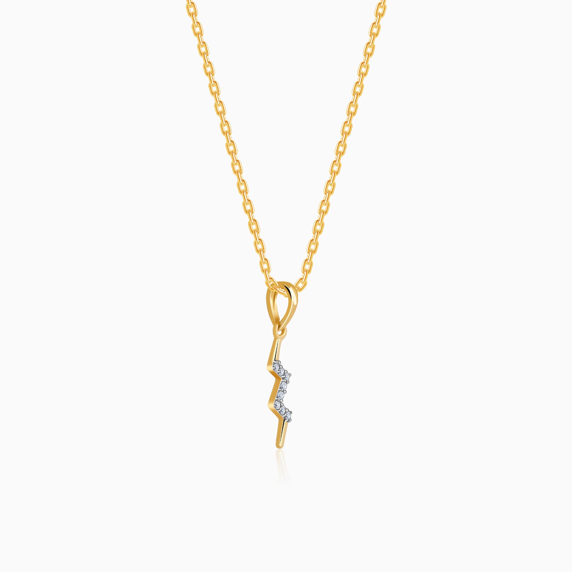 Gold Thunderbolt Lab Grown Diamond Pendant - Image 1