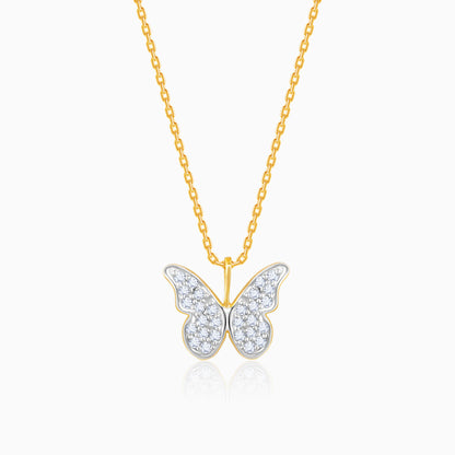 Gold Butterfly In Flight Lab Grown Diamond Pendant