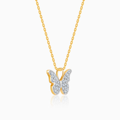 Gold Butterfly In Flight Lab Grown Diamond Pendant