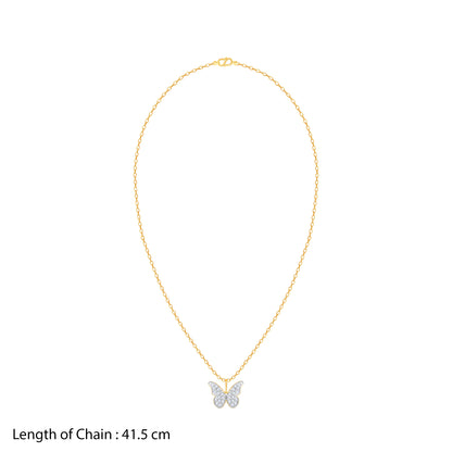 Gold Butterfly In Flight Lab Grown Diamond Pendant