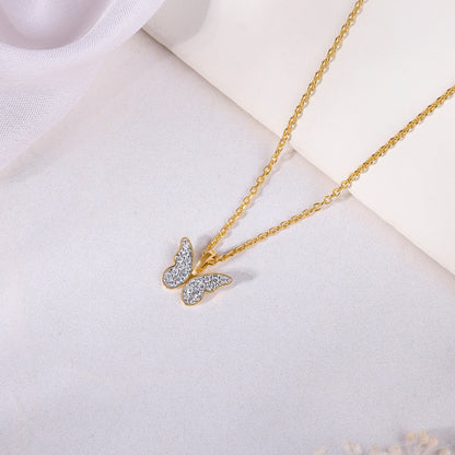 Gold Butterfly In Flight Lab Grown Diamond Pendant