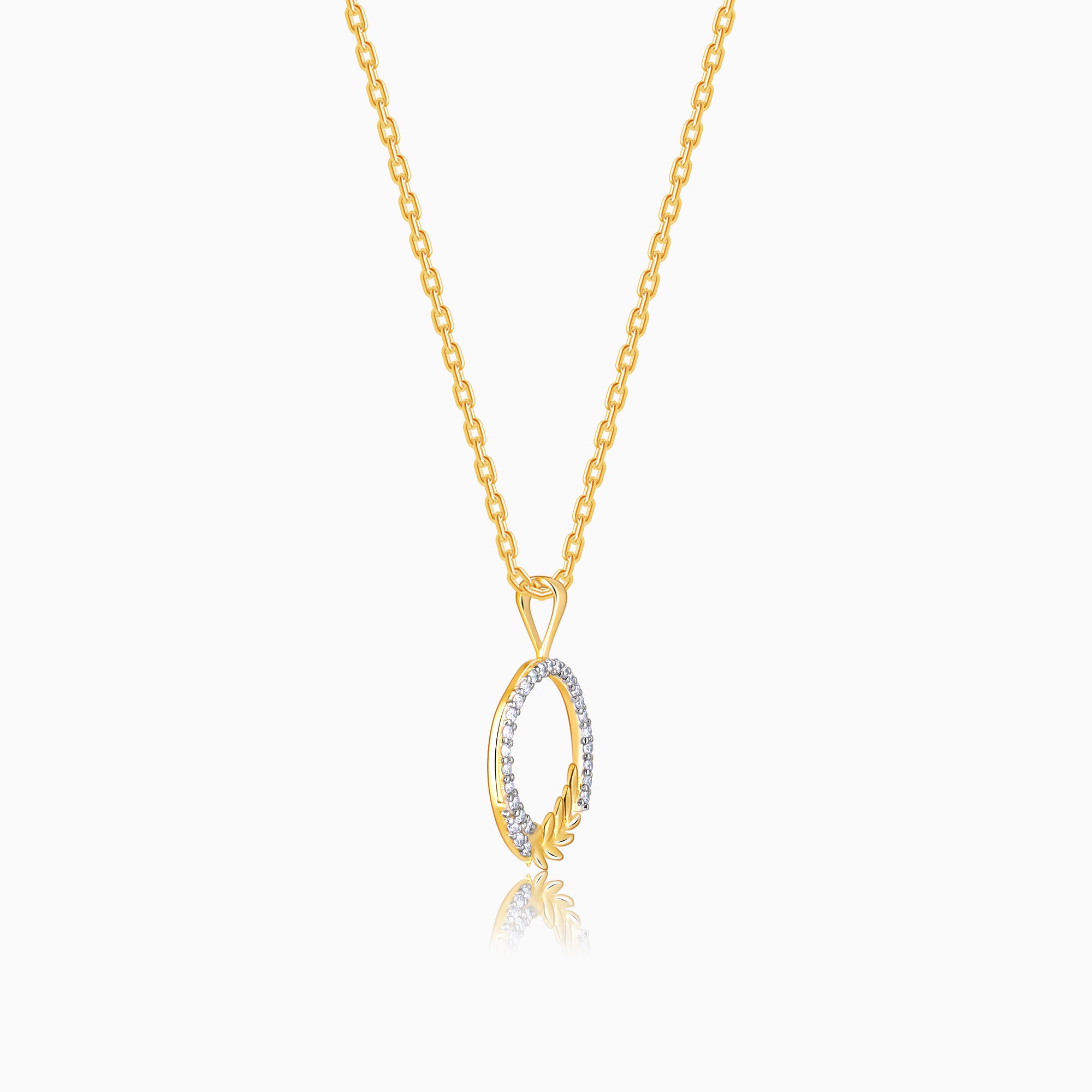 Gold Enchanted Foliage Lab Grown Diamond Pendant - view 4