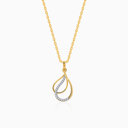 Gold Dual Dewdrop Lab Grown Diamond Pendant