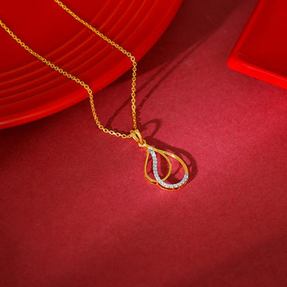 Gold Dual Dewdrop Lab Grown Diamond Pendant