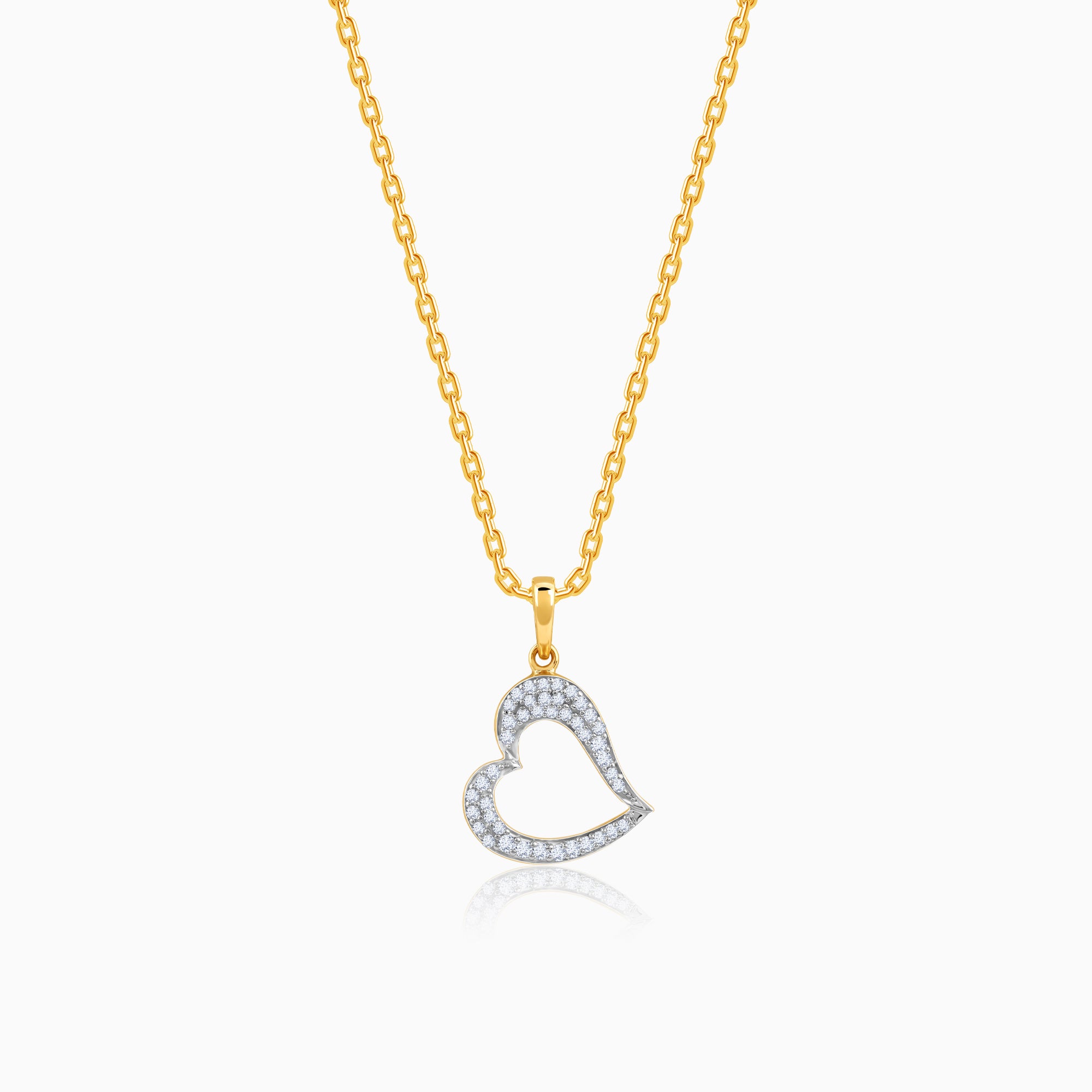 Gold Swaying Heart Lab Grown Diamond Pendant - Image 1
