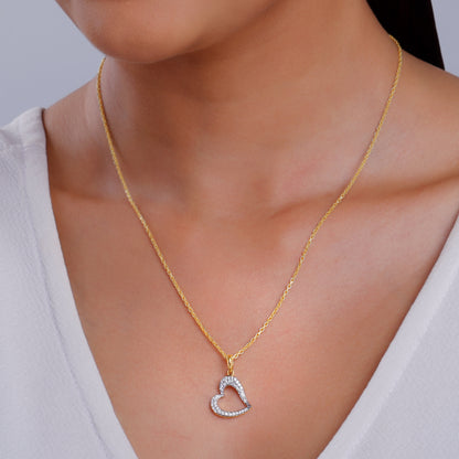 Gold Swaying Heart Lab Grown Diamond Pendant