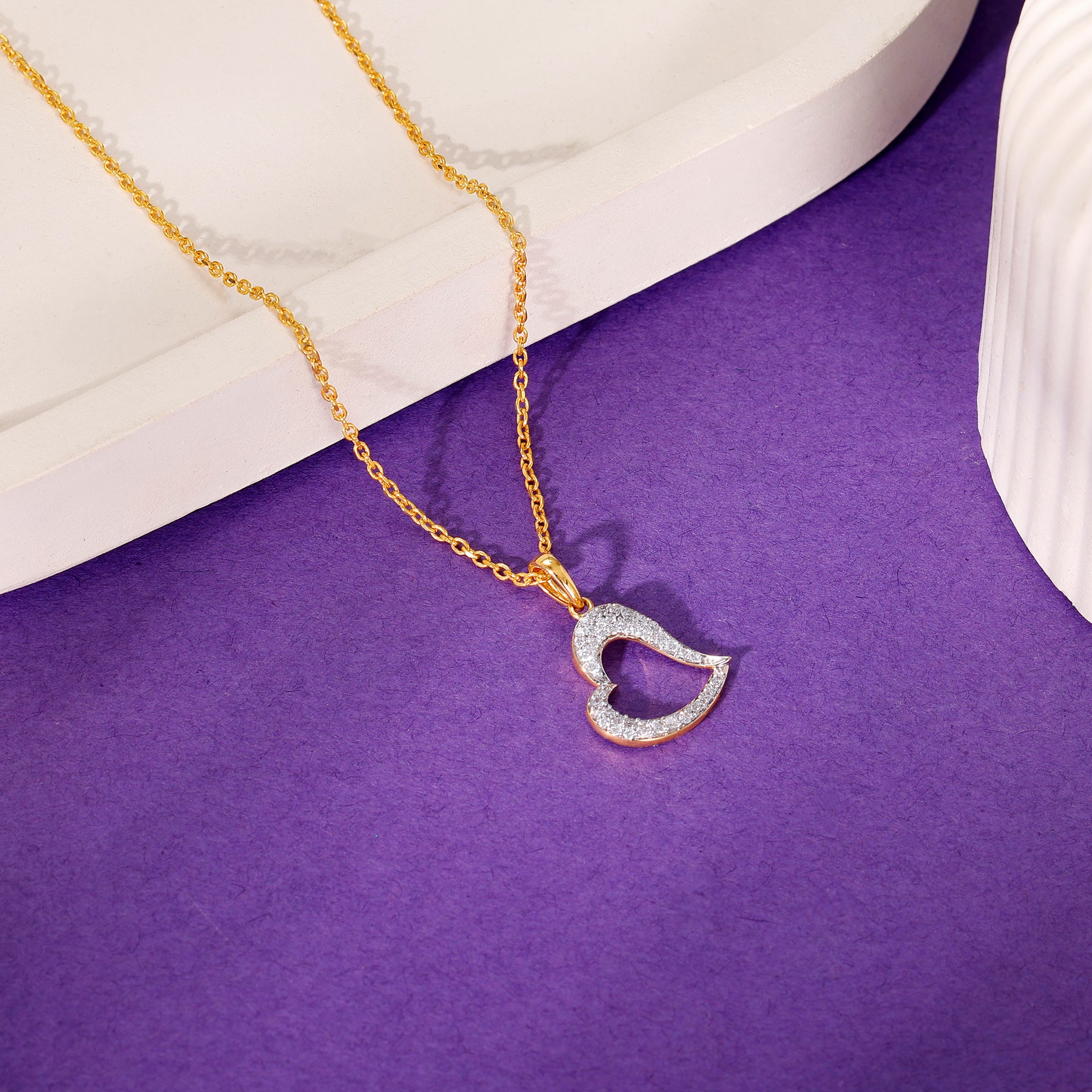 Gold Swaying Heart Lab Grown Diamond Pendant - view 2