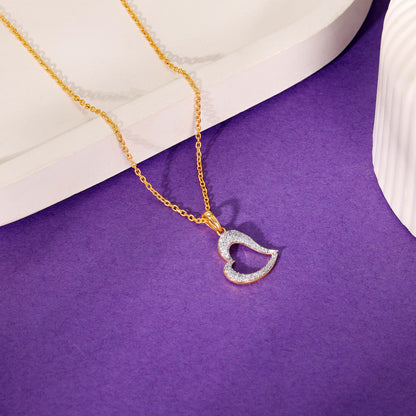 Gold Swaying Heart Lab Grown Diamond Pendant