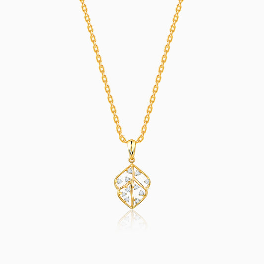 Gold Courageous Leaf Diamond Pendant