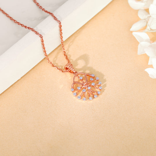 Rose Gold Sunburst Lab Grown Diamond Pendant