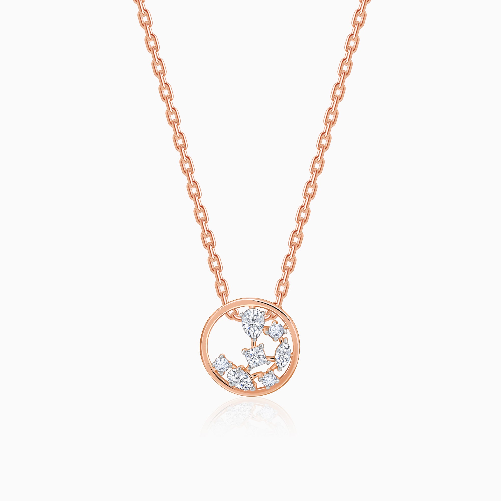 Rose Gold Circle of Faith Lab Grown Diamond Pendant - view 2