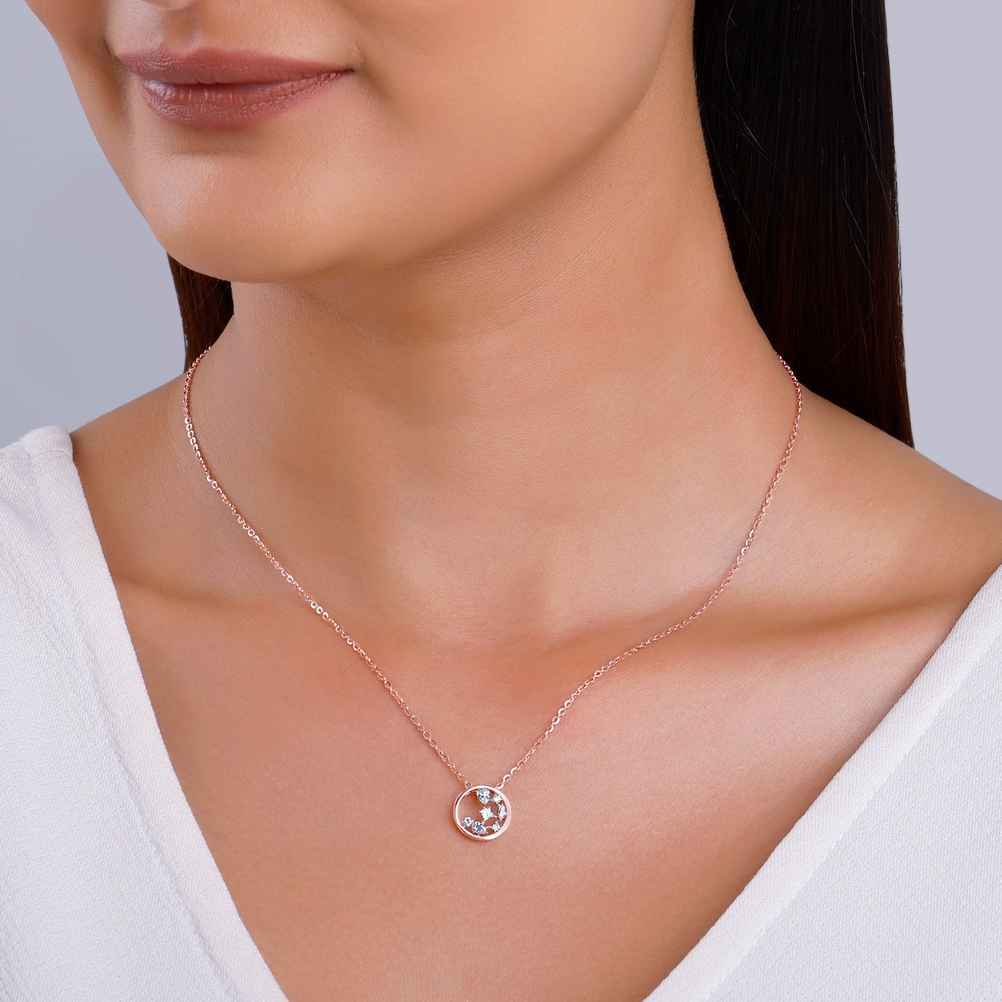 Rose Gold Circle of Faith Lab Grown Diamond Pendant - Image 1