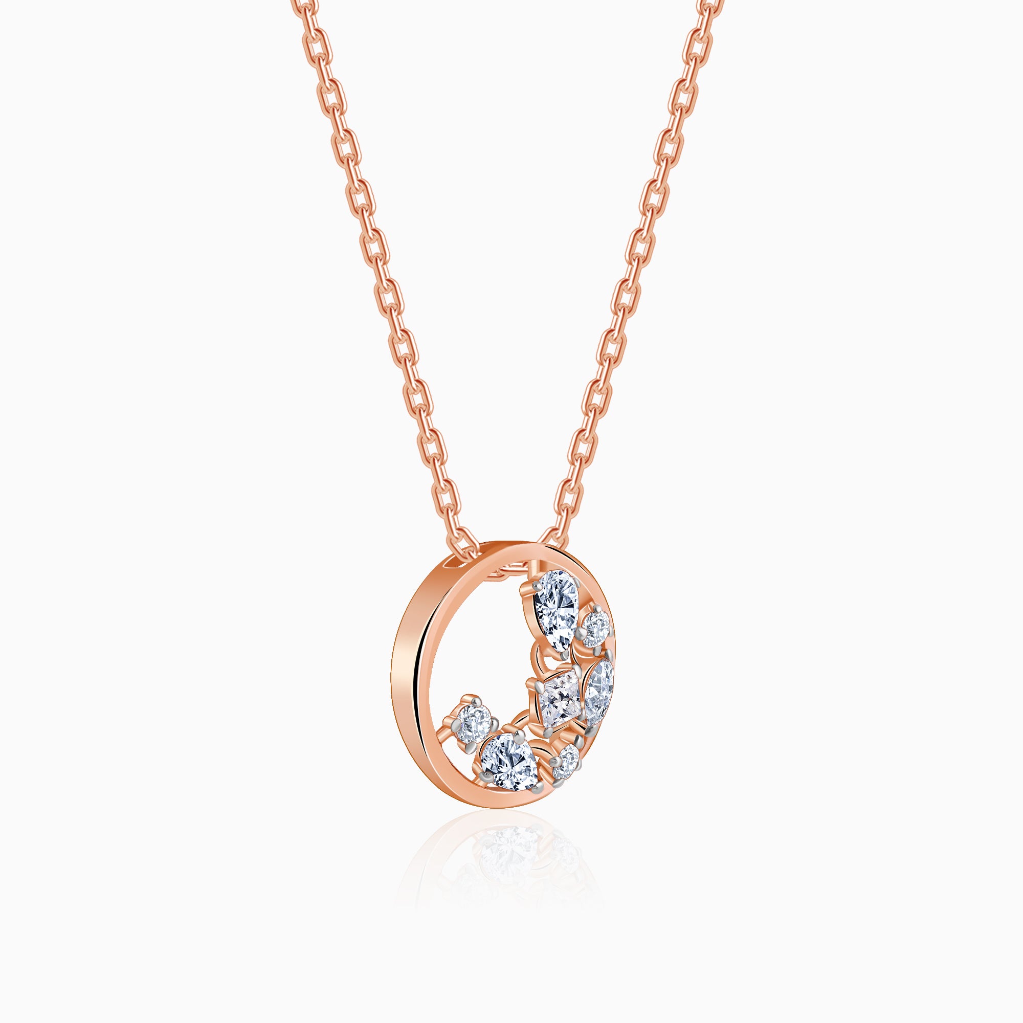 Rose Gold Circle of Faith Lab Grown Diamond Pendant - view 4
